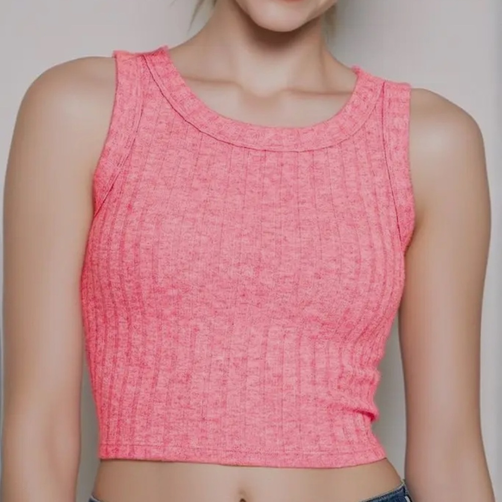 Zenana Pink Ribbed Tank